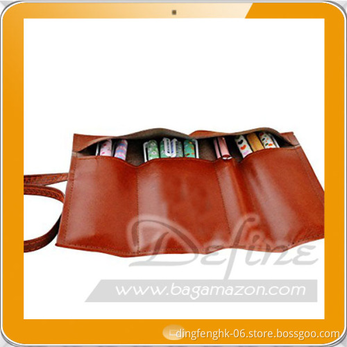 Retro Bandage Synthetic Leather Pen Bag Pencil Case Makeup Pouch